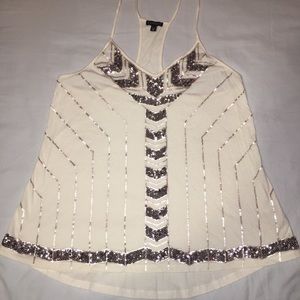 Express medium white tank with sequin design